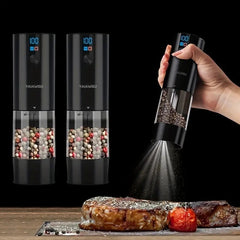 2PC Electric Salt & Pepper Grinder Set – USB Rechargeable, LCD, Adjustable
