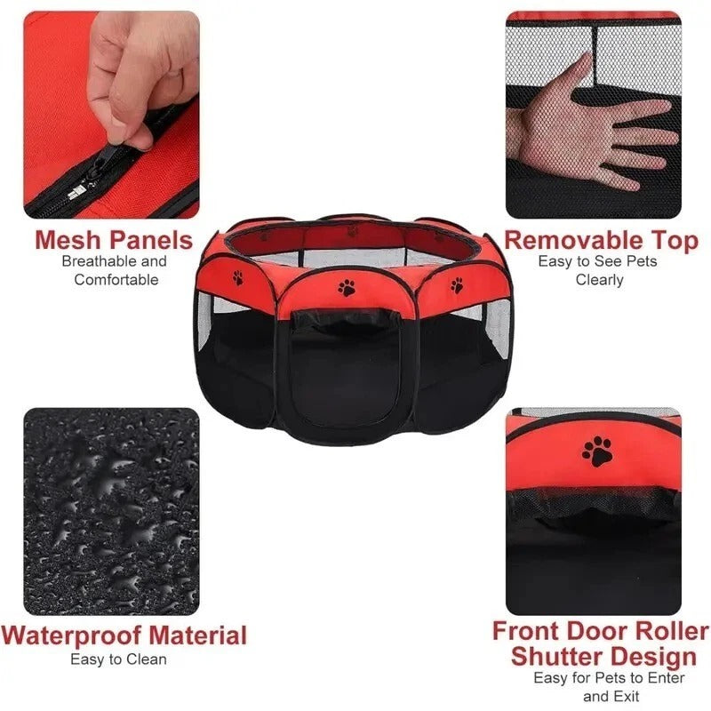 Portable Pet Playpen – Foldable Soft Crate for Dog, Cat, Rabbit, Guinea Pig