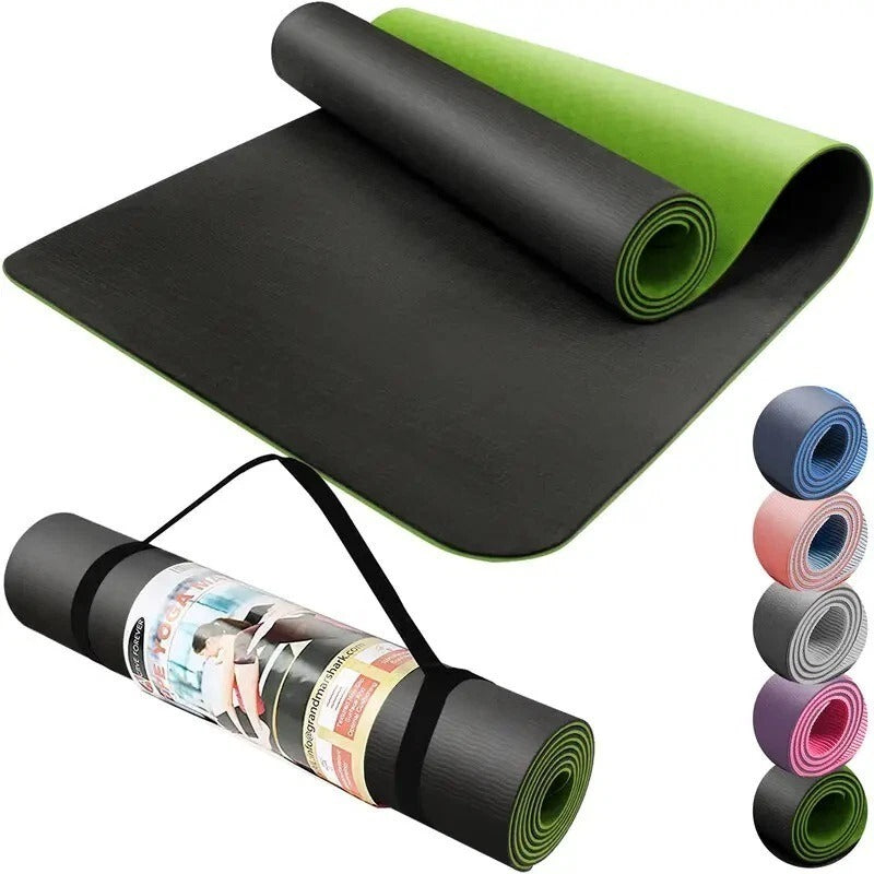 Non-Slip Yoga Mat with Strap – 183x61cm Exercise Mat for Home Gym