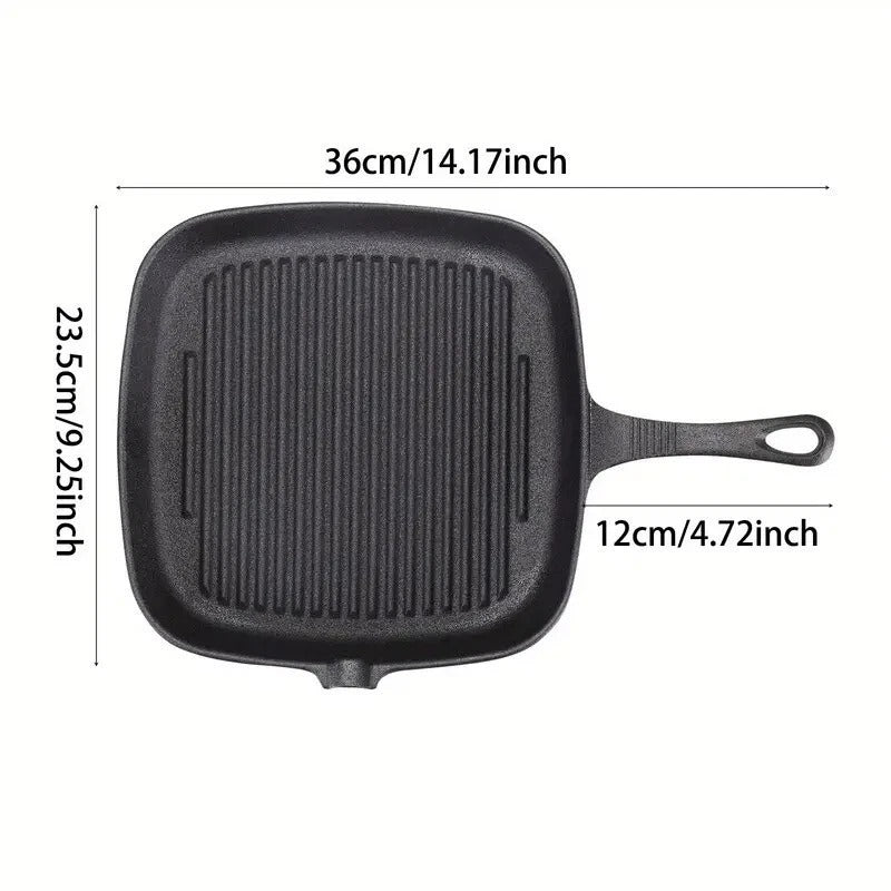 Cast Iron Grill Pan – Non-Stick Ridged Skillet for Steak & BBQ