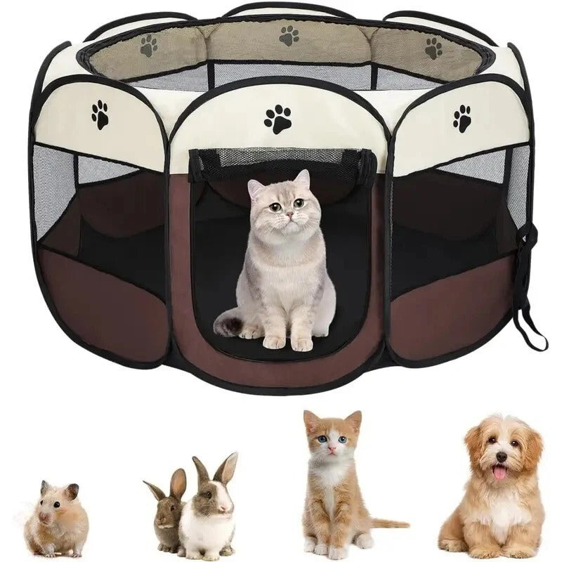 Portable Pet Playpen – Foldable Soft Crate for Dog, Cat, Rabbit, Guinea Pig