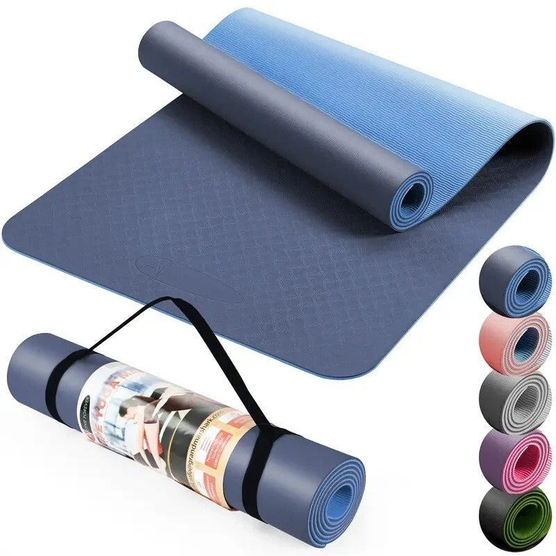Non-Slip Yoga Mat with Strap – 183x61cm Exercise Mat for Home Gym