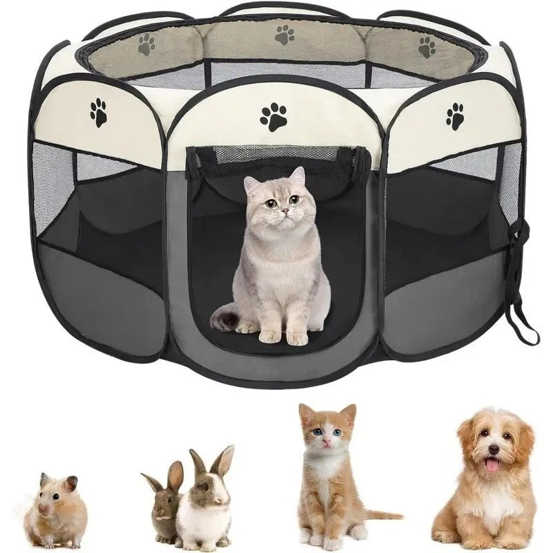 Portable Pet Playpen – Foldable Soft Crate for Dog, Cat, Rabbit, Guinea Pig