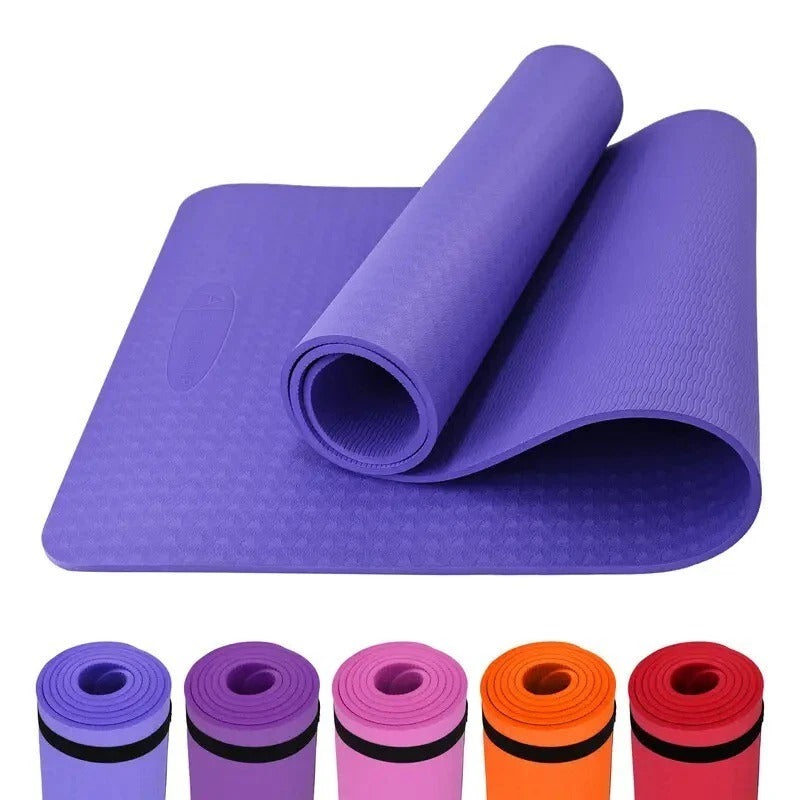 Non-Slip Yoga Mat with Strap – 183x61cm Exercise Mat for Home Gym