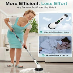Cordless Electric Rotary Scrubber with 9 Brush Heads & Extension Handle