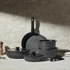 5pcs Ceramic Non-Stick Cookware Set – Induction Safe, Detachable Handles