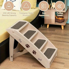 4-Step Foldable Pet Stairs – Anti-Slip, 50cm Tall for Beds & Sofas, Dogs & Cats