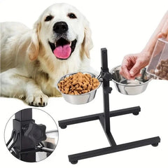 Adjustable Raised Pet Feeder – Double Bowl Elevated Stand for Dog Cat Food Water