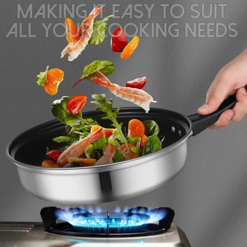 12 Piece Stainless Steel Cookware Saucepan Set Pan Pot Kitchen Cooking Glass Lid