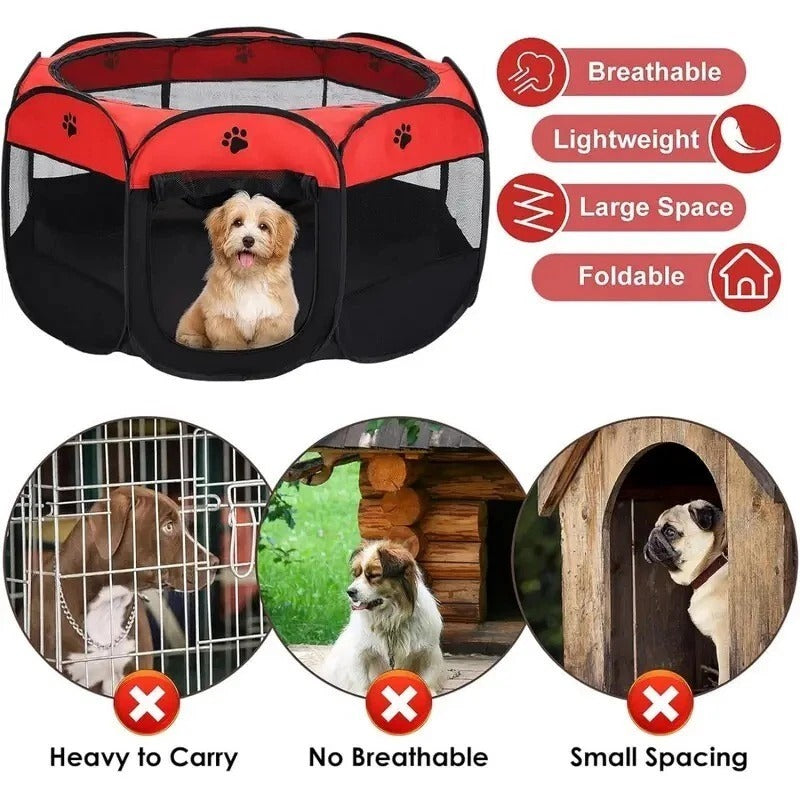 Portable Pet Playpen – Foldable Soft Crate for Dog, Cat, Rabbit, Guinea Pig