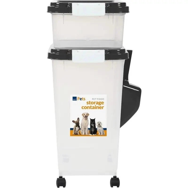 2pc Pet Food Storage Bin Set with Scoop & Wheels - 13L + 37.5L Airtight