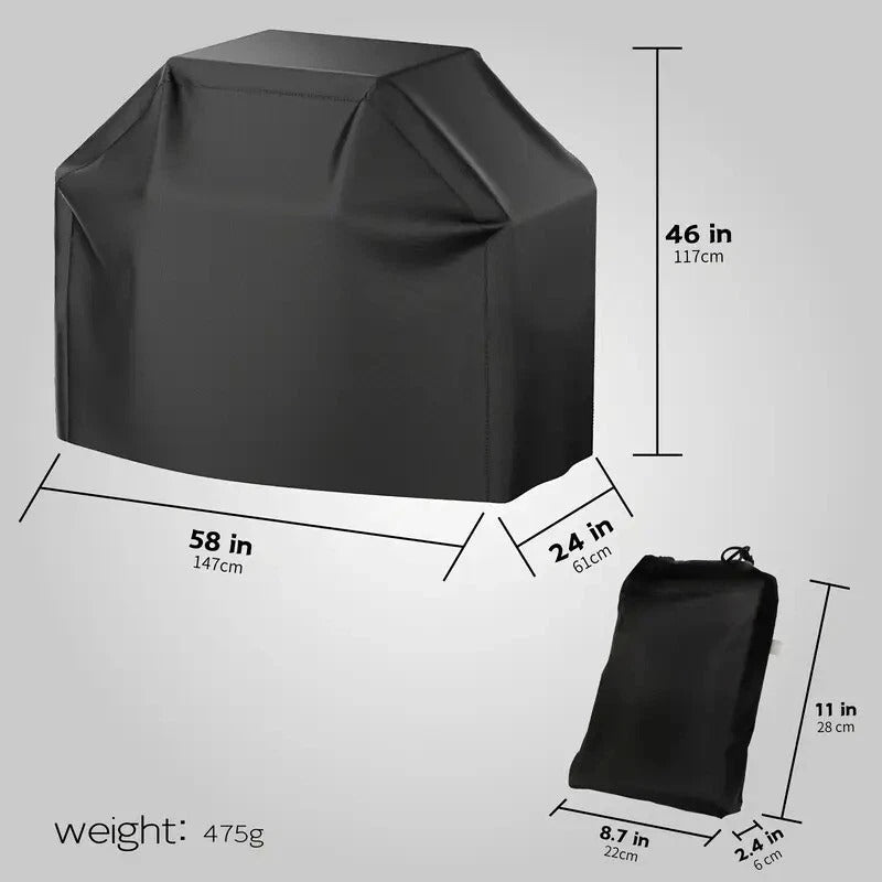 Black BBQ Grill Cover – Heavy-Duty, Heat-Resistant, for Gas Grills