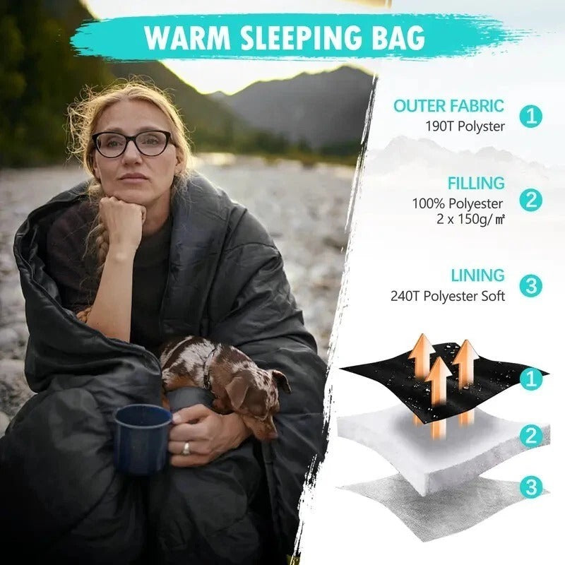 2x Mummy Sleeping Bag Lightweight 3-Season Camping Hiking Travel Outdoor
