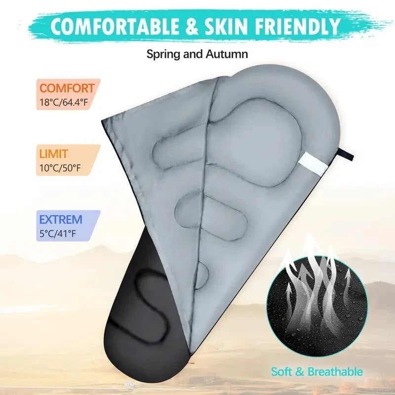 2x Mummy Sleeping Bag Lightweight 3-Season Camping Hiking Travel Outdoor