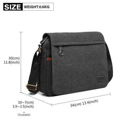 Men’s Canvas Messenger Bag – Retro Laptop Shoulder Bag for 13” Travel/Work