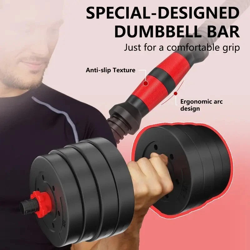 30KG Adjustable Dumbbells & Barbell Set for Home Gym - Strength Training