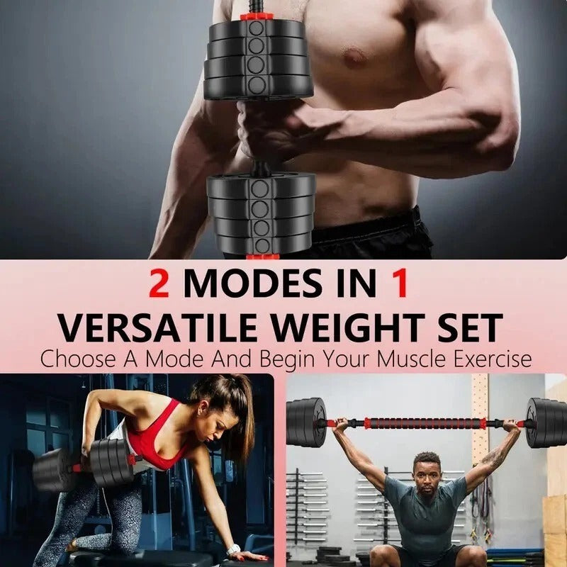30KG Adjustable Dumbbells & Barbell Set for Home Gym - Strength Training