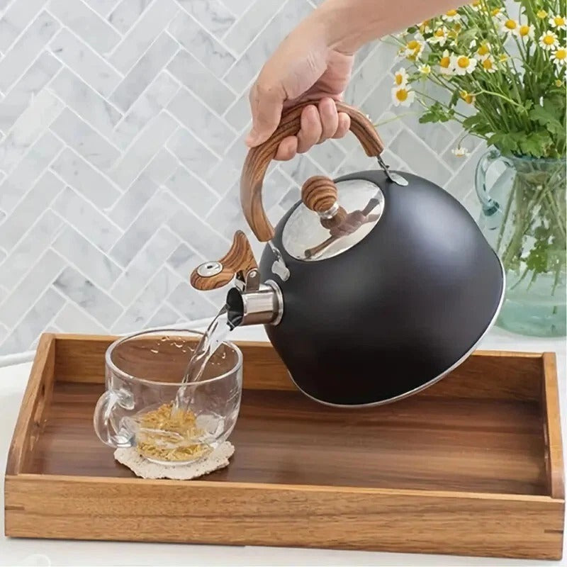 Stainless Steel Whistling Tea Kettle – Fast Boil Stovetop Teapot 3-Ply Base