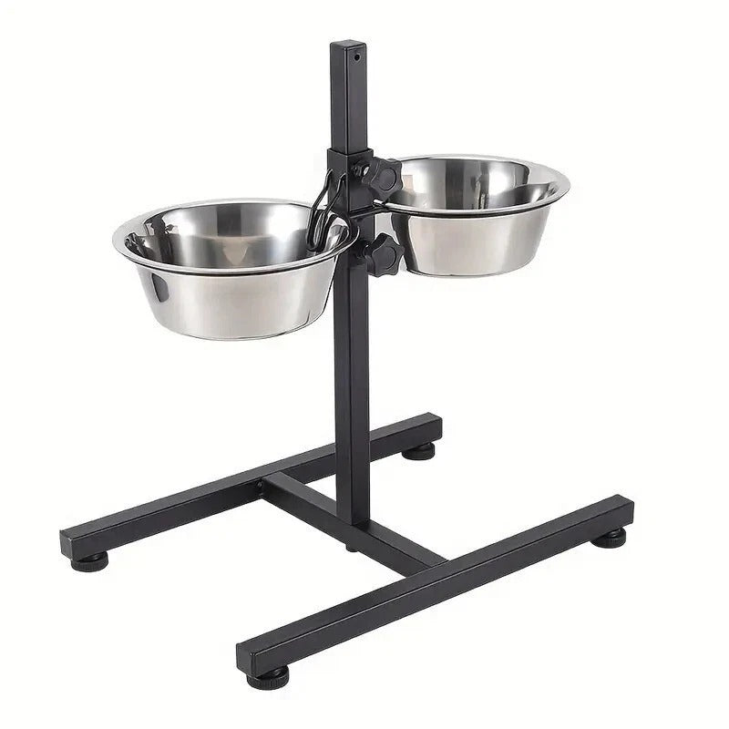 Adjustable Raised Pet Feeder – Double Bowl Elevated Stand for Dog Cat Food Water