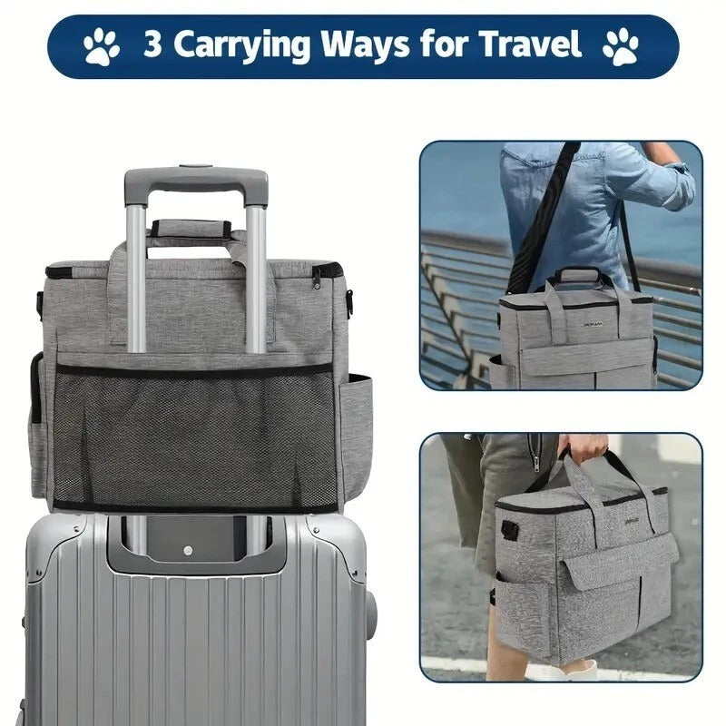 FULED Airline Approved Pet Travel Bag – With Bowls & Food Containers