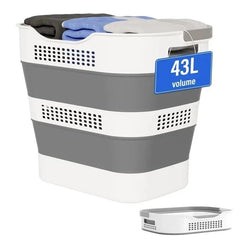 43L Collapsible Laundry Basket – Foldable Plastic Hamper with Handles