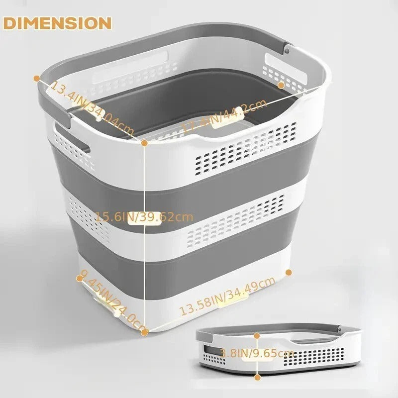 43L Collapsible Laundry Basket – Foldable Plastic Hamper with Handles