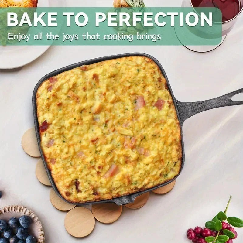 Cast Iron Grill Pan – Non-Stick Ridged Skillet for Steak & BBQ