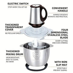 Electric Chopper Food Processor Multi Blender Stainless Steel Blades For Meat