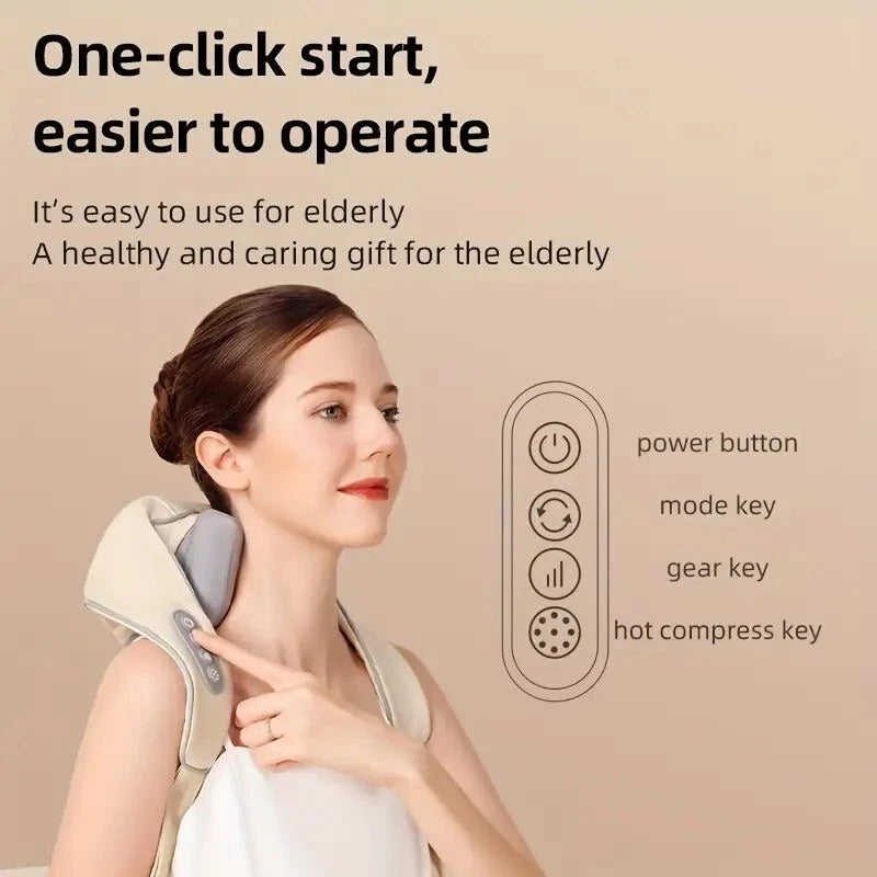 Electric Neck & Shoulder Massager with Heat – Deep Kneading, Gift for Adults