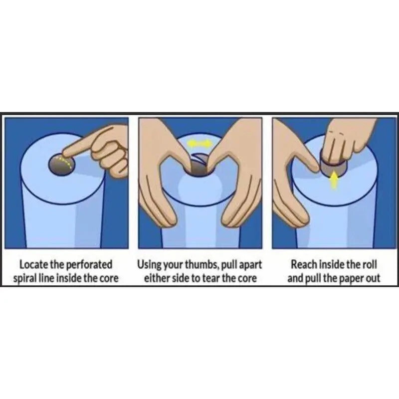 24 Rolls 2Ply Blue Centre Feed Paper Towels – 45M Embossed Wiper Rolls for Clean