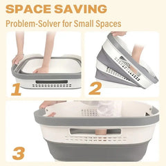 43L Collapsible Laundry Basket – Foldable Plastic Hamper with Handles