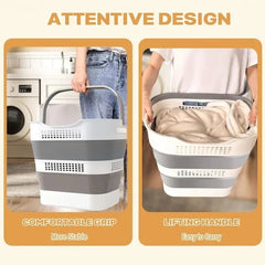 43L Collapsible Laundry Basket – Foldable Plastic Hamper with Handles