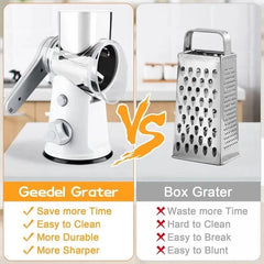 5-in-1 Rotary Cheese Grater & Veg Slicer – Mandoline Cutter with Blades