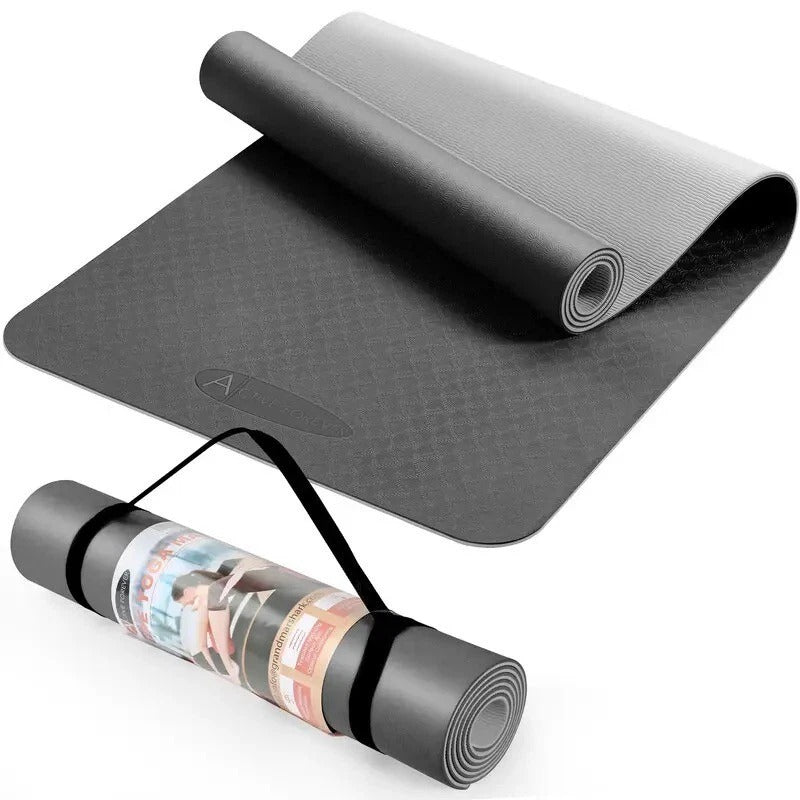 Non-Slip Yoga Mat with Strap – 183x61cm Exercise Mat for Home Gym