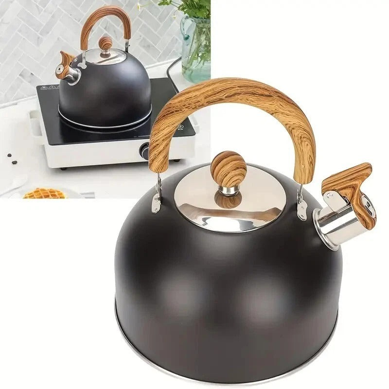 Stainless Steel Whistling Tea Kettle – Fast Boil Stovetop Teapot 3-Ply Base