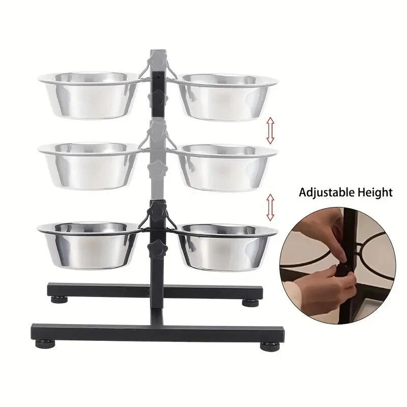 Adjustable Raised Pet Feeder – Double Bowl Elevated Stand for Dog Cat Food Water