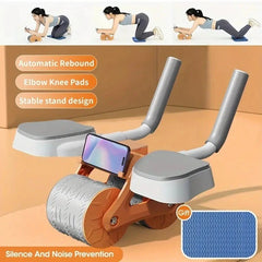 Auto Rebound Ab Roller with Elbow Pads & Timer – Core Workout Wheel Gym