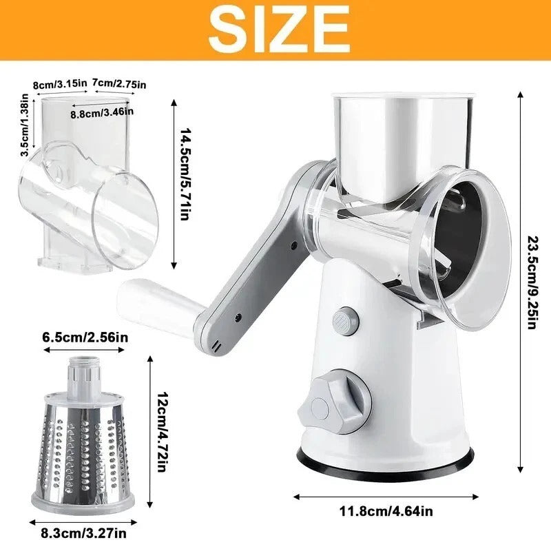 5-in-1 Rotary Cheese Grater & Veg Slicer – Mandoline Cutter with Blades