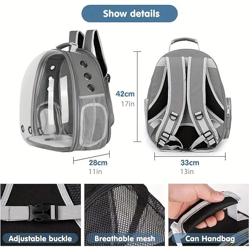Pet Carrier Backpack Cat Dog Travel Bag with Bubble Window | Breathable Design