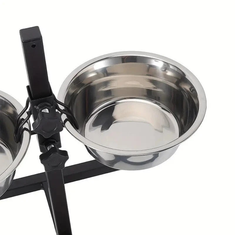 Adjustable Raised Pet Feeder – Double Bowl Elevated Stand for Dog Cat Food Water