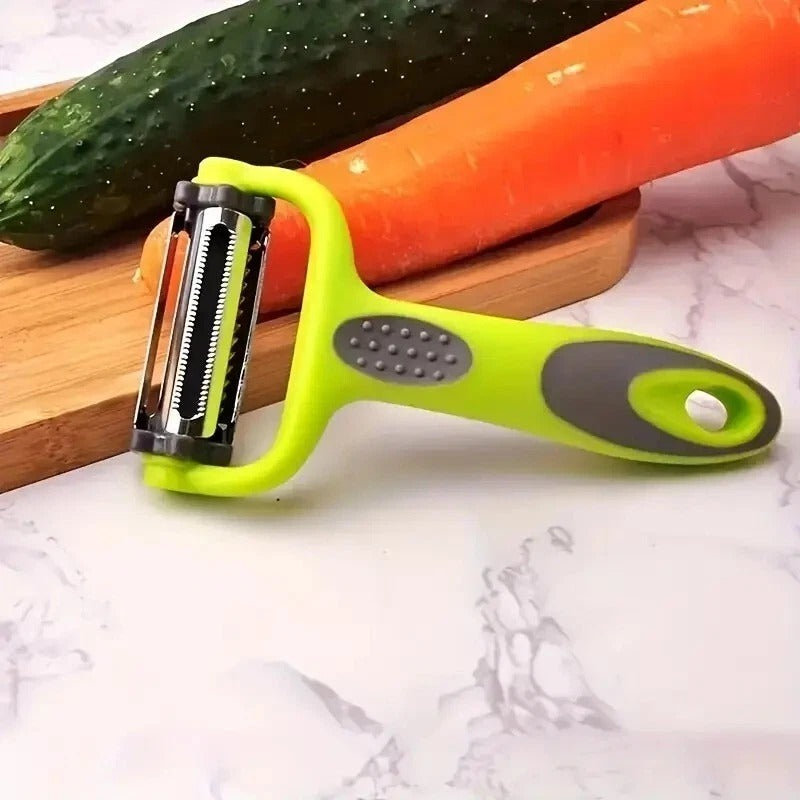 3-in-1 Stainless Steel Kitchen Gadget - Peeler, Paring Knife & Grater for Fruits