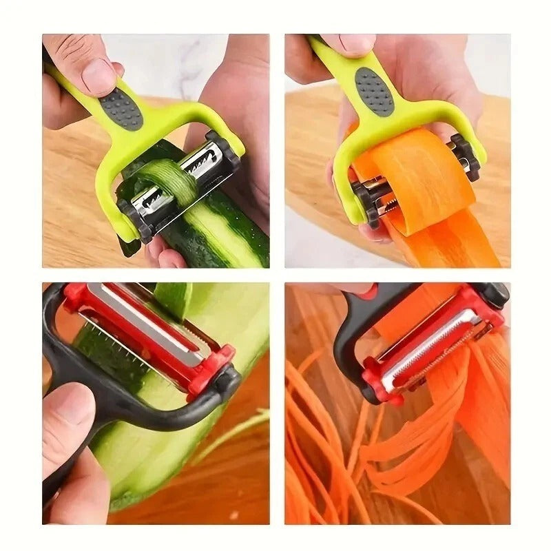 3-in-1 Stainless Steel Kitchen Gadget - Peeler, Paring Knife & Grater for Fruits