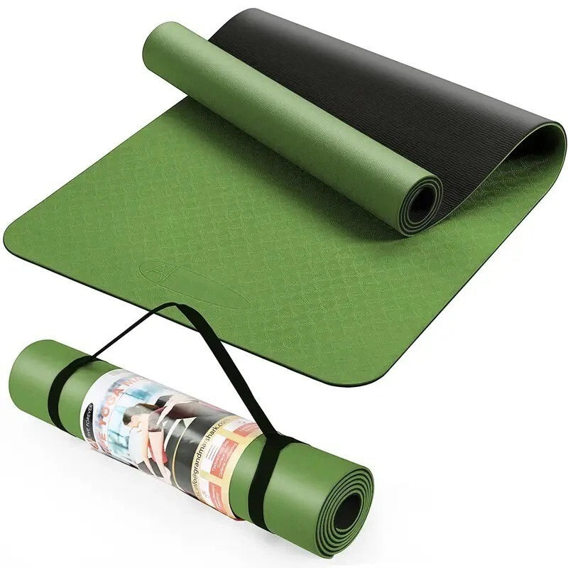 Non-Slip Yoga Mat with Strap – 183x61cm Exercise Mat for Home Gym