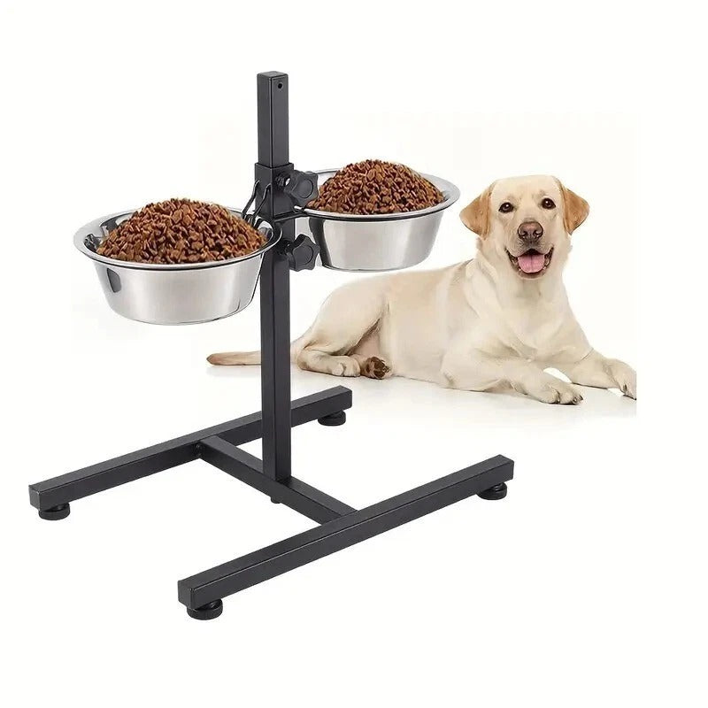 Adjustable Raised Pet Feeder – Double Bowl Elevated Stand for Dog Cat Food Water