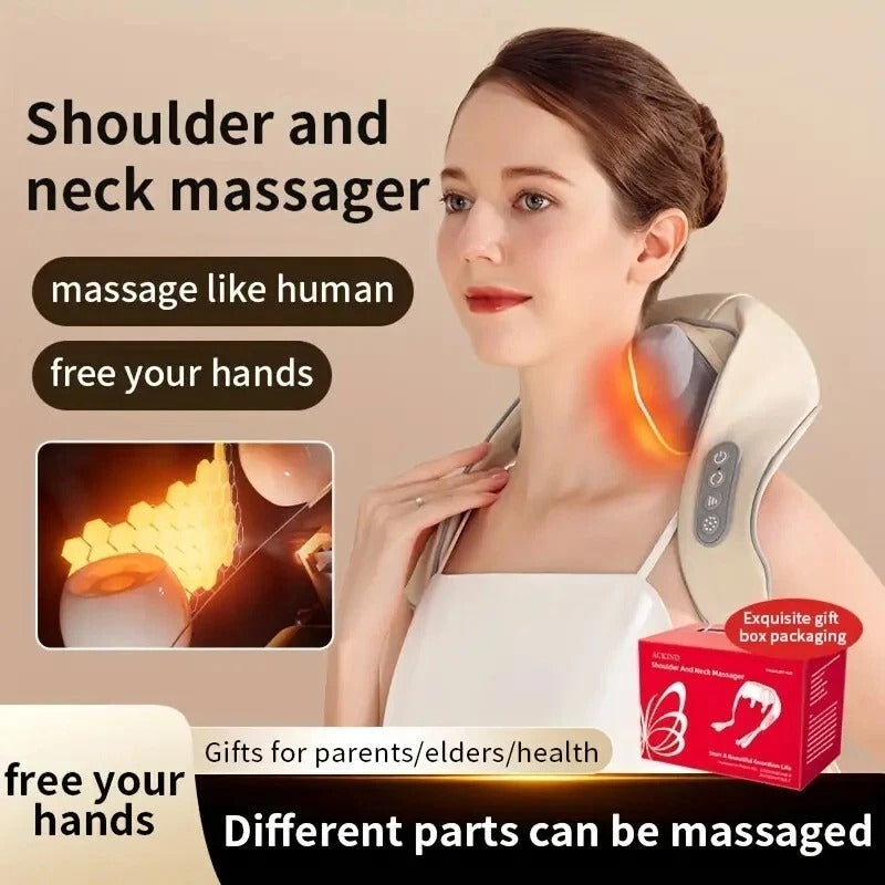Electric Neck & Shoulder Massager with Heat – Deep Kneading, Gift for Adults