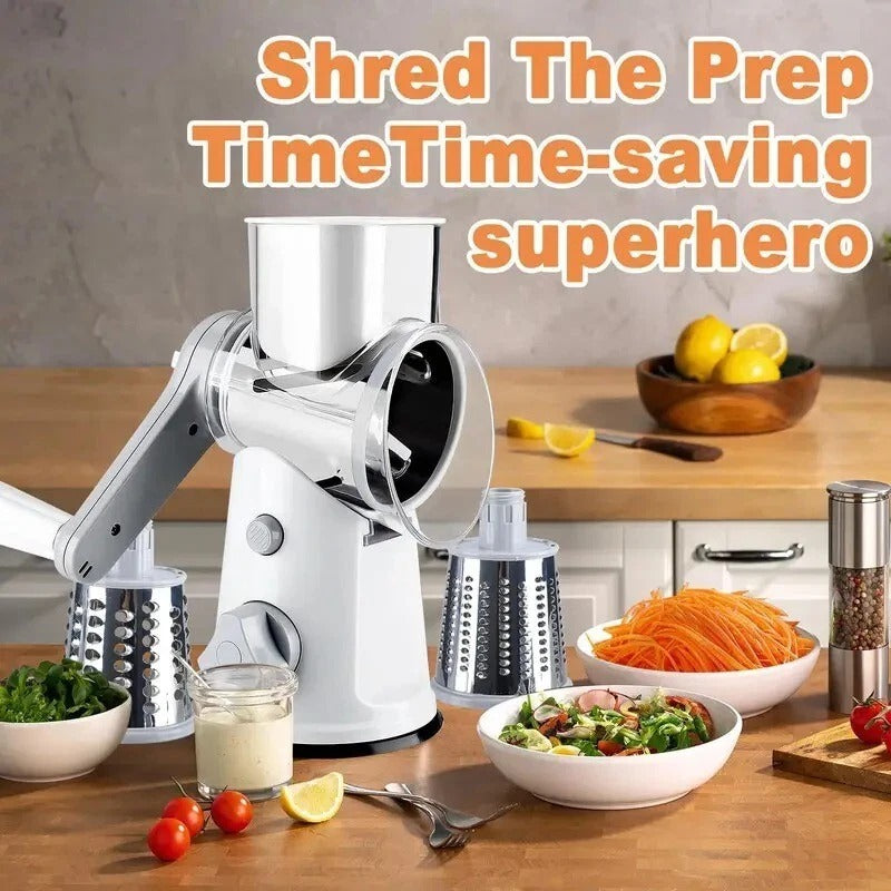 5-in-1 Rotary Cheese Grater & Veg Slicer – Mandoline Cutter with Blades