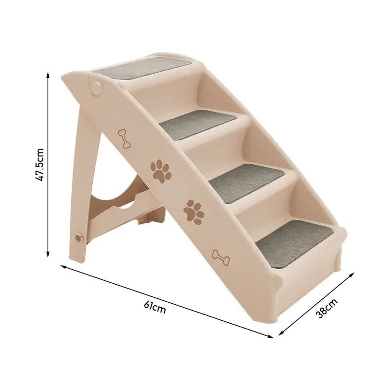4-Step Foldable Pet Stairs – Anti-Slip, 50cm Tall for Beds & Sofas, Dogs & Cats