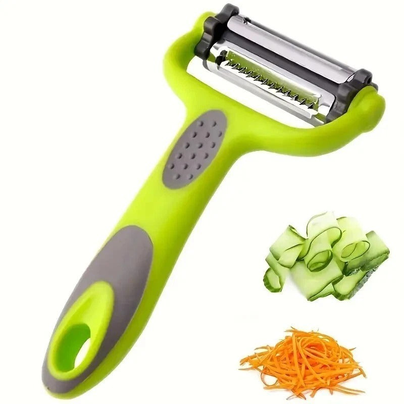 3-in-1 Stainless Steel Kitchen Gadget - Peeler, Paring Knife & Grater for Fruits