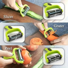3-in-1 Stainless Steel Kitchen Gadget - Peeler, Paring Knife & Grater for Fruits