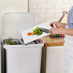 38L Dual-Tier Trash Bin on Wheels – 2 Compartments for Kitchen Waste